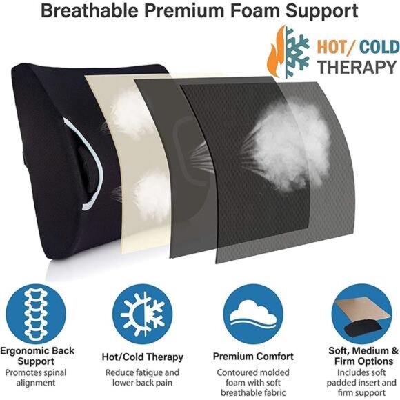 FSA/HSA Eligible, Vaunn Medical Seat Cushion, Lumbar Back Support Pillow - Picture 2 of 7